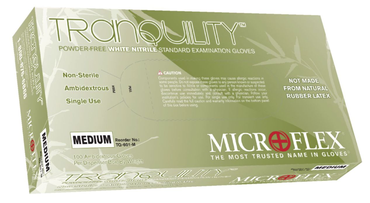 Tranquility® Nitrile Gloves, Microflex®, Ansell - White - Large - Pk of 100 - 94024-062