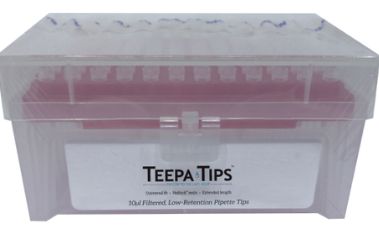 Teepa Tip 10μl XL Extended Length Low-Retention Pipette Tip , Racked, Sterile, RNase and DNase Free, Filtered, 5 Packs of 960 (4800 Tips) - TT-10XTFT-C