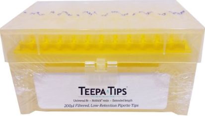 Teepa Tip 200µl Low-Retention Pipette Tip, Racked, Sterile, RNase and DNase Free, Filtered, 5 Packs of 960 (4800 Tips)  - TT-200FT-C