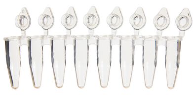 REEBO 0.2mL 8-Strip PCR Tubes w/Attached Individual Flat Caps, RNase and DNase Free, 120 Strips/PK - T02-327