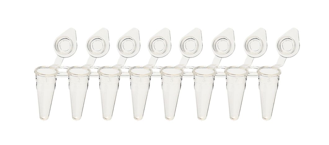 PR1MA™ PCR Strip Tubes w/ Attached Caps - 0.2mL - Natural - Flat - 120strips - PR-PCR28ACFF