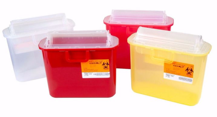 Red Sharps Container Large (8 gal.) Translucent Rotary Lid, 10/cs