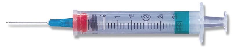 5mL (5cc) Safety-Lok Syringe w/ 21G 1.5&quot; Needle  minimum of 10