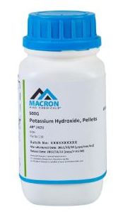 Potassium hydroxide ≥85%, pellets, AR® ACS, Macron Fine Chemicals™ - 500g, PE bottle, Mall Polystormor - MK698404