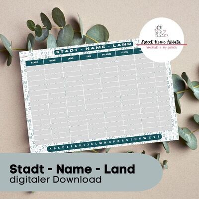Stadt Name Land / Klassisch - digitaler Download