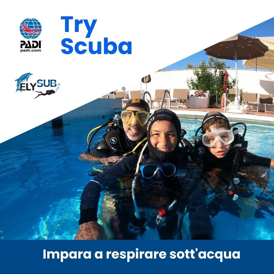 TRY SCUBA  
Primo approccio subacqueo 
Teoria online + lezione teorico pratica in piscina ad Anzio