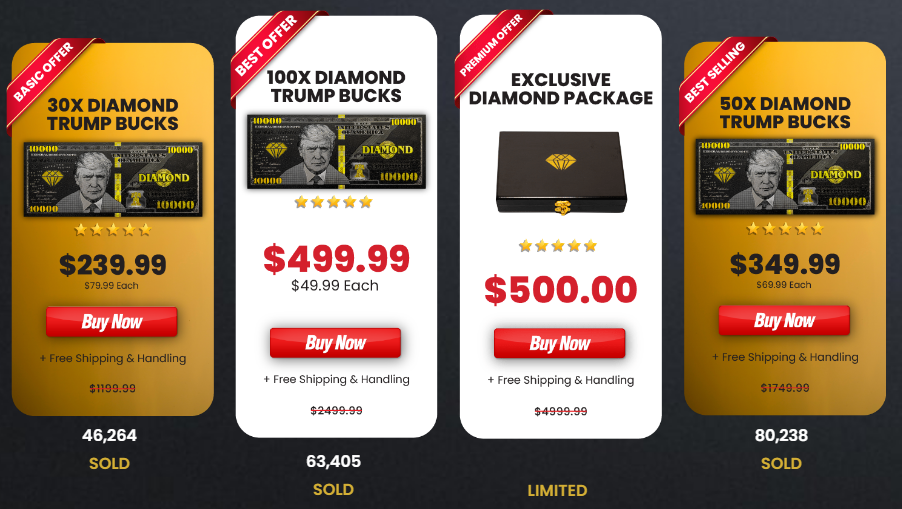 Trump $10,000 Diamond Bucks