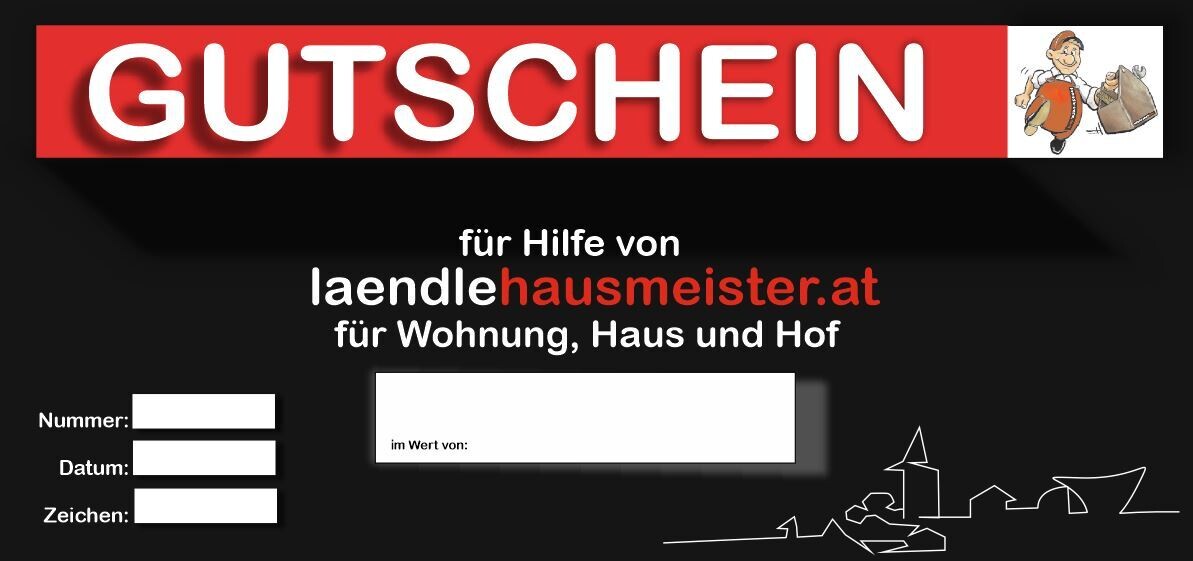 Gutschein für 1 Stunde Hausmeister. Für weitere Stunden, einfach &quot;Weitere hinzufügen&quot; drücken!