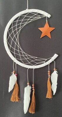 White Crescent Moon and Star Dreamcatcher.