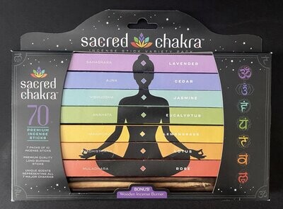 Sacred Chakra Incense Sticks Set with Tray