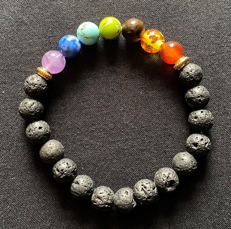 Chakra Lava Bead Bracelet - Aromabead