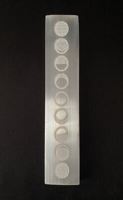 Selenite Crystal Charging Flat Bar - Moon Cycles Design 20cm