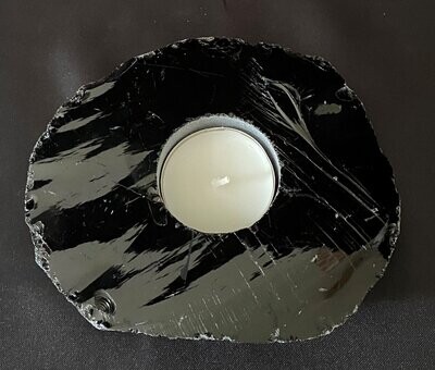 Black Obsidian Crystal Tealight Candle Holder