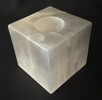 Selenite Polished Cube Crystal Tealight Candle Holders