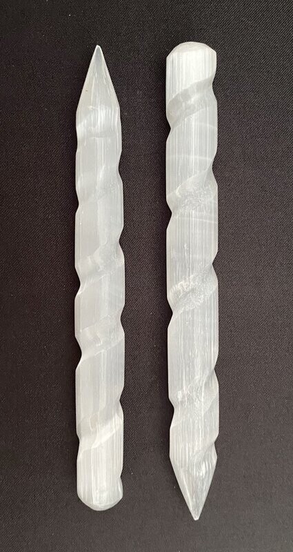 Selenite Crystal Spiral Wands