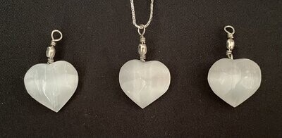 Selenite Crystal Puff Heart Pendant