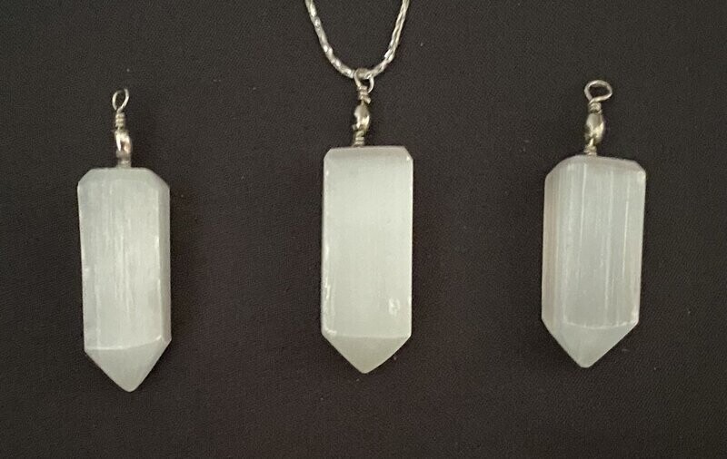 Selenite Crystal Obelisk Pendant