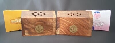 Incense Cone Box - Pentagram Brass Inlay Design