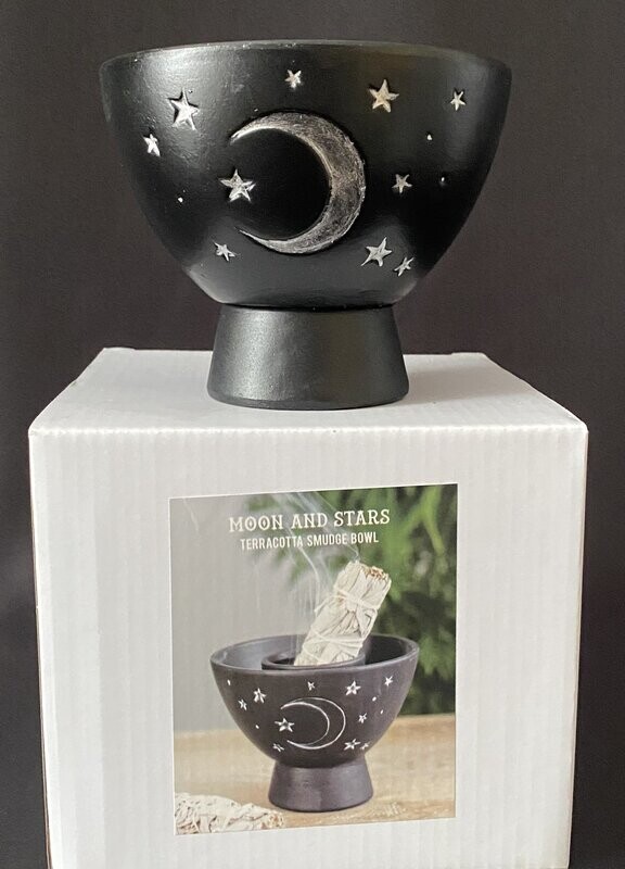 Smudging Bowl - Moon and Stars design