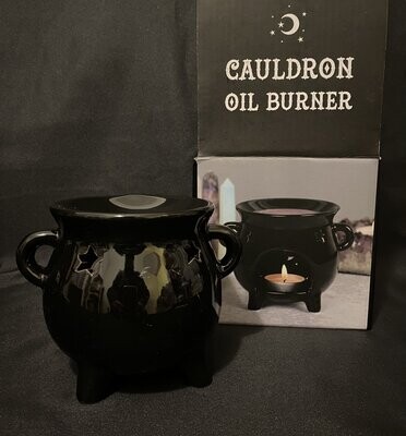Cauldron with Stars Design Ceramic Oil Burner in Box
