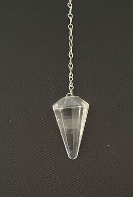 Faceted Clear Quartz Crystal Pendulum on Chain