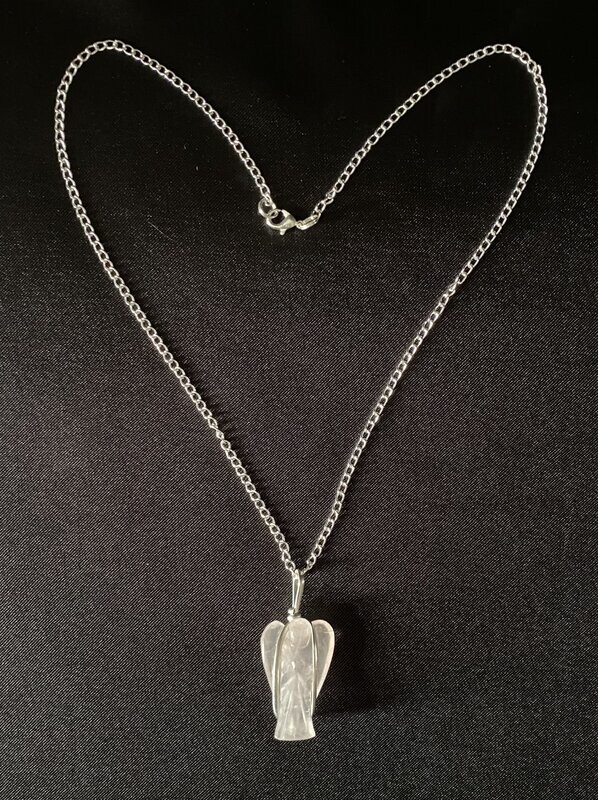Rose Quartz Angel Pendant and Chain