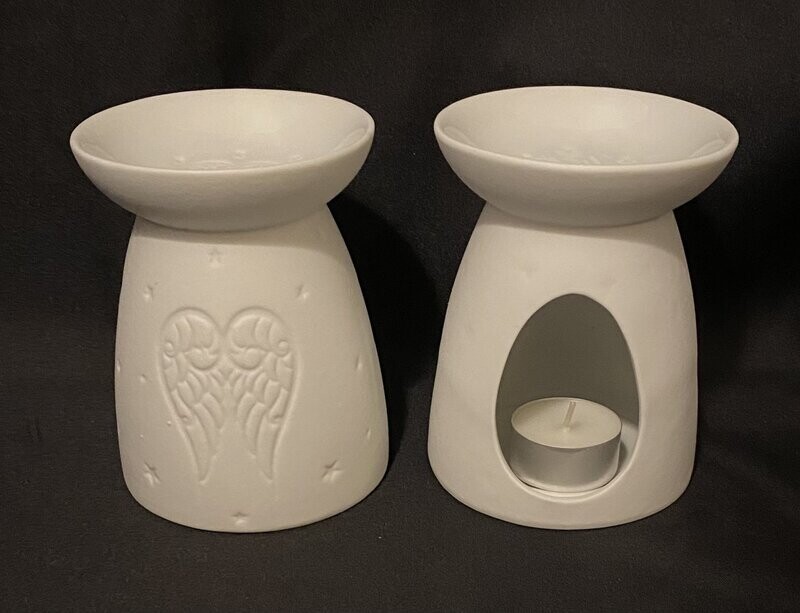 Angel Wings White Ceramic Oil Burner in Box
