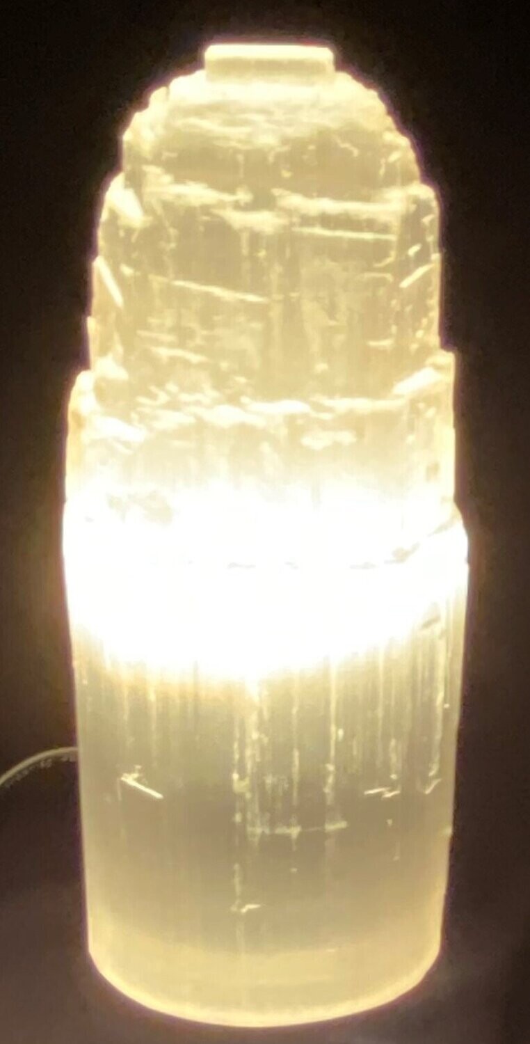 Selenite Mountain Crystal Electric Lamp - Small / Medium