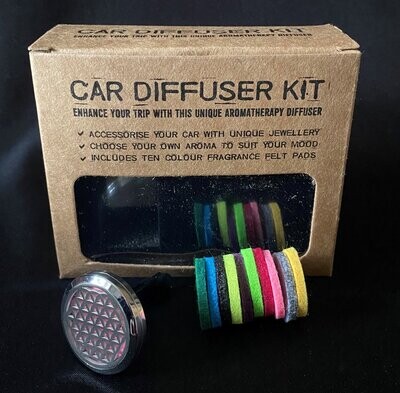 Car Diffuser Kit for Aromatherapy Essential Oils - Flower of Life Design