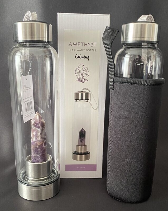 AMETHYST CALMING GLASS WATER BOTTLE