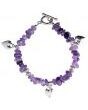 Amethyst Chip Bracelet with Heart Charm & Toggle Fastener
