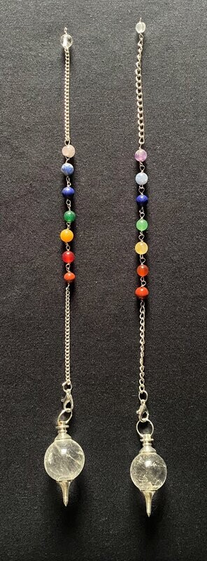 Clear Quartz Round Pendulum With 7 Chakra Chain