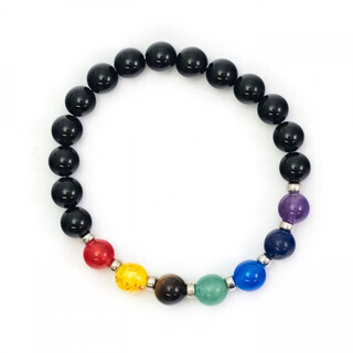 Black Bead Chakra Power Bracelet