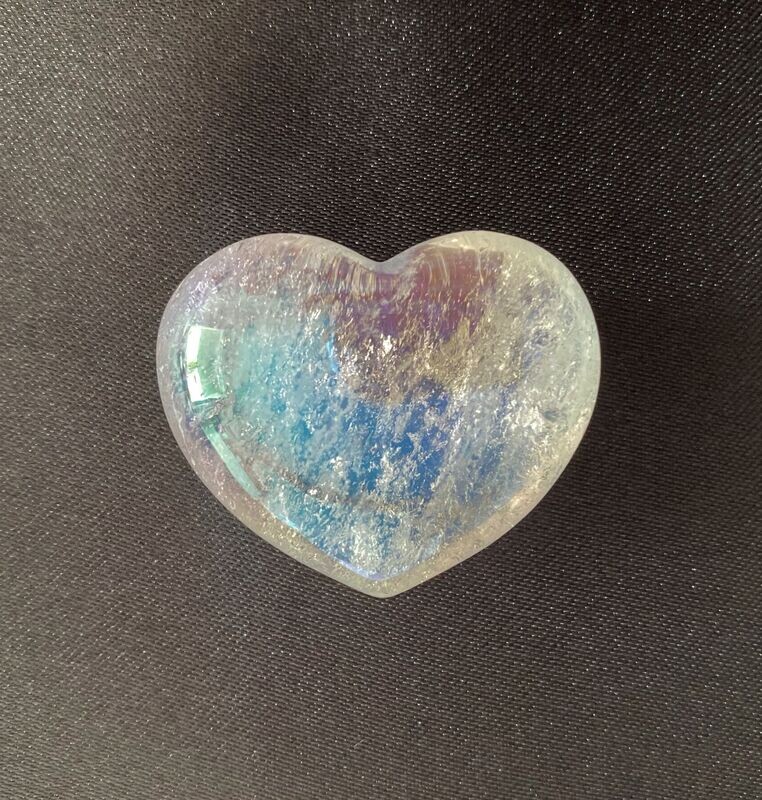 Angel Aura Quartz Crystal Puff Heart Stone