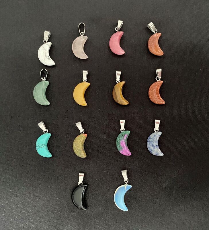 Aventurine Small Moon Pendant