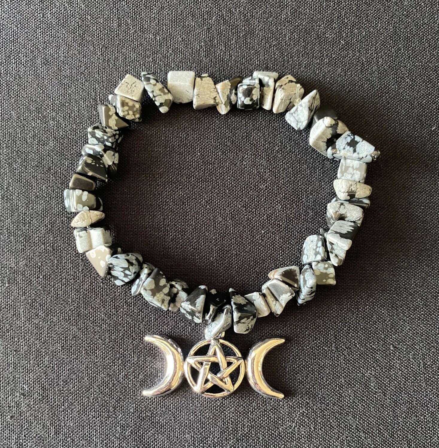 Snowflake Obsidian Chip Bracelet