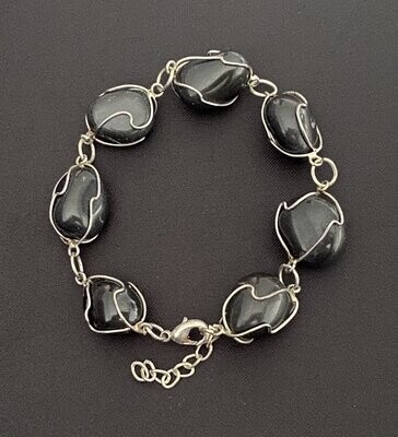 Black Agate Wire Wrapped Bracelet