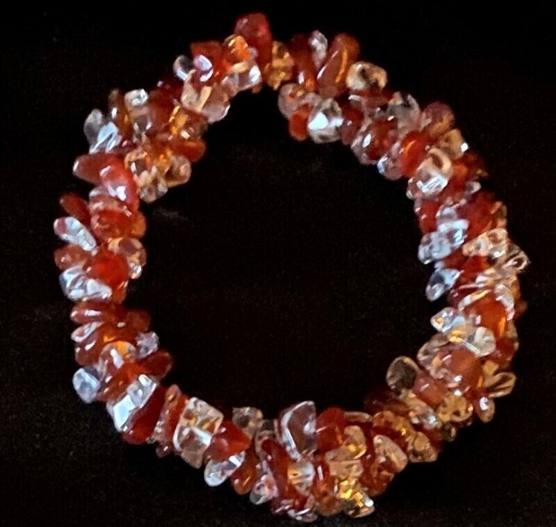Carnelian and Quartz Chunky Chip Bracelet