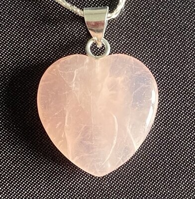 Rose Quartz Heart Pendant Stirling Silver