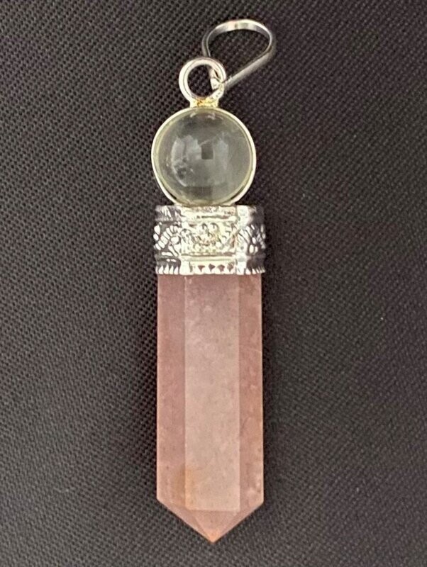 Rose Quartz Point and Quartz Ball Pendant / Pendulum