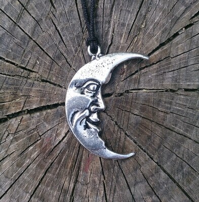 Pewter Moon Face Pendant