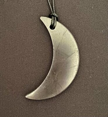Shungite Crescent Moon Pendant