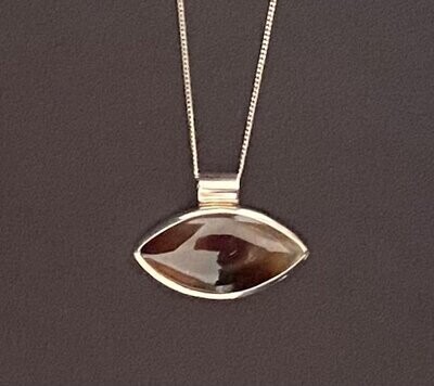 Fire Agate Marquis Stirling Silver Pendant.
