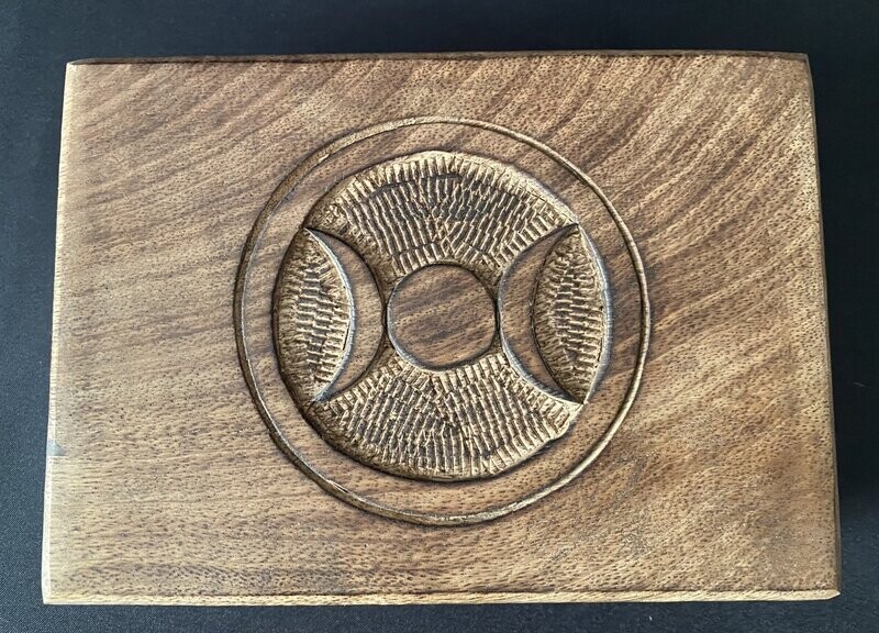 Triple Moon Wooden Tarot Card or Trinket Box