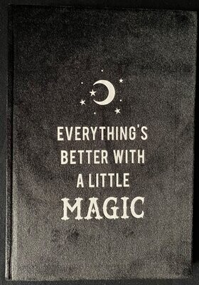 'Everything's Better with a Little Magic' Crescent Moon Design, Velvet Covered, A5 Note Book
