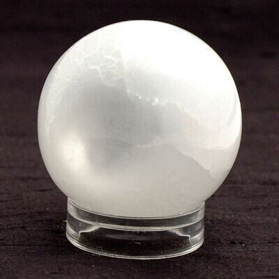Selenite 'Full Moon' Crystal Sphere + 1.5cm Clear Acrylic Stand