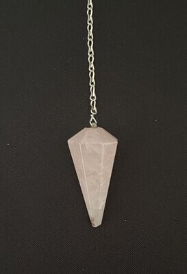 Faceted Rose Quartz Crystal Pendulum on Chain