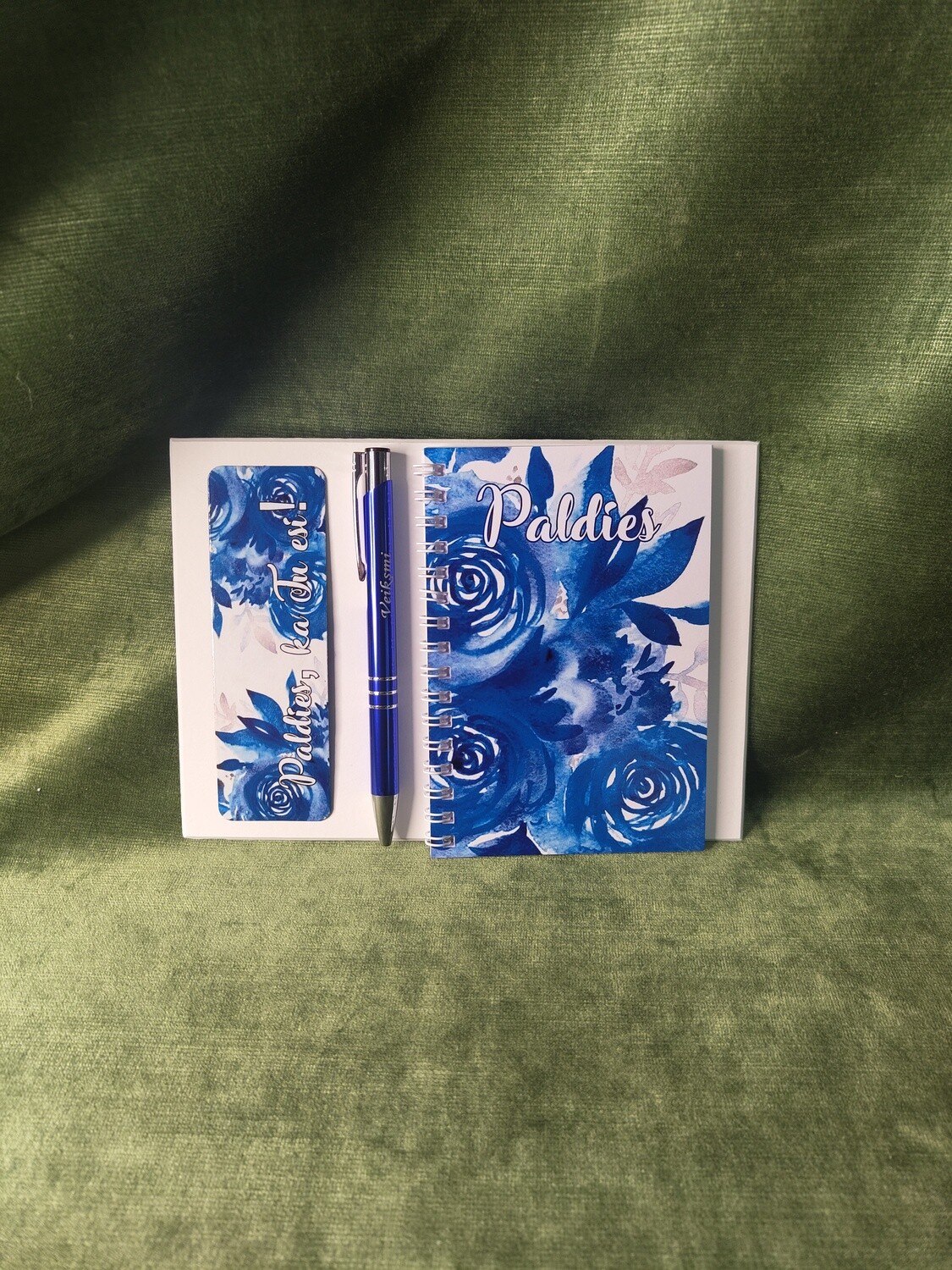 Dāvanu komplekts "Paldies - zilas rozes"
