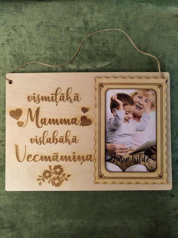 Horizontāls foto rāmis &quot;Vismīļākā mamma, vislabāka vecmāmiņa&quot;