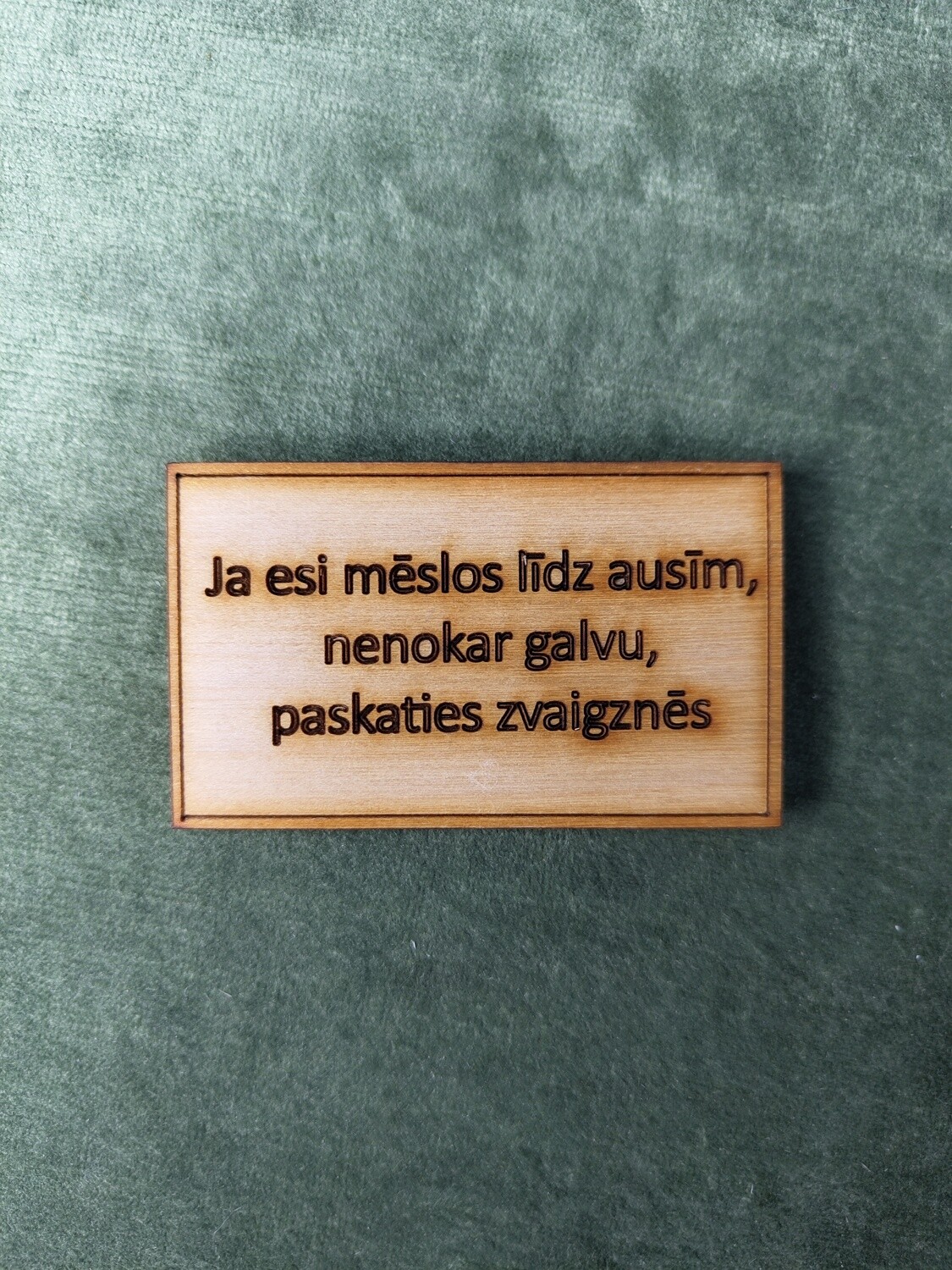 Koka magnēts ar sakāmvārdiem &quot;Ja esi mēslos līdz ausīm, nenokar galvu, paskaties zvaigznēs&quot;